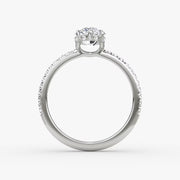 Marquise Cut - Pave Band Hidden Halo - Classic Engagement Ring- 14 K Gold